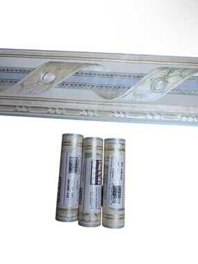 Sunworthy 3 Rolls Vintage Wallpaper Border Ribbon Bead 5581103 Textured Blue NEW